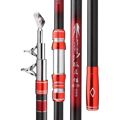 2.4m-4.2m Distant Throwing Pole Vara De Pesca Carbon Fiber Telescopic Fishing Rod Spinning Canne Anchor Boat Rock Fishing Olta