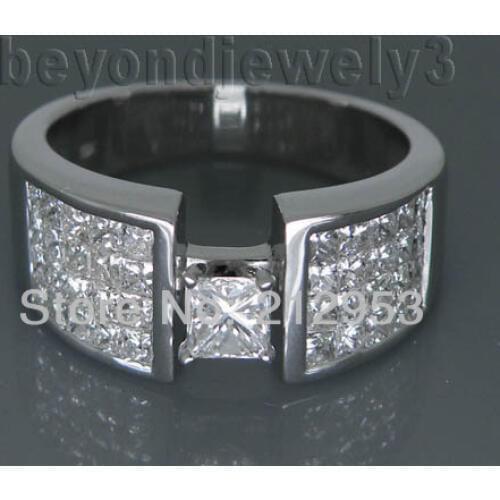 Vintage Solid 18kt White Gold Natural Engagement Wedding Ring