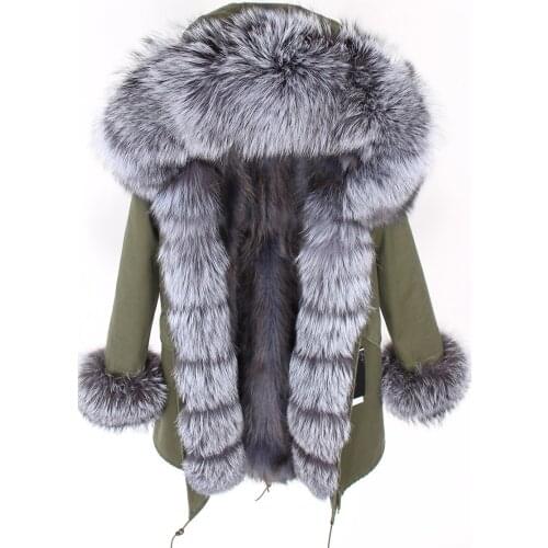 Women parka big real fox fur collar womens fox fur coat parkas winter jacket coat natural Raccoon fur liner Long outerwear