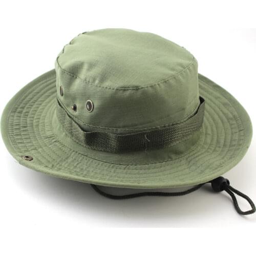 Hot Sale Casual Unisex Outdoor fisherman hat Climbing fishing camouflage bunny hat Jungle Pure color round edge cap Boonie hats