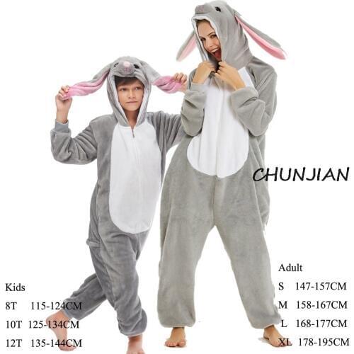 Girls Rabbit Animal Kigurumi Pijamas For Adult Boys Blanket Sleeper Onesie Unicorn Kids Piglet Costume Kids Onesie