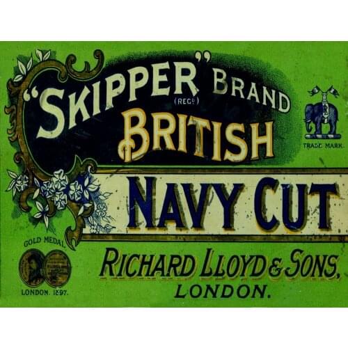 TIN SIGN "Skipper British Cut" Nicotine Deco Garage Wall Decor