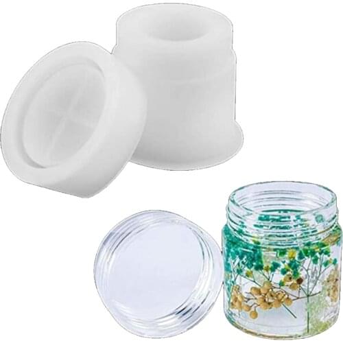 1 Set Storage Bottle Jar Crystal Epoxy Resin Mold Sealed Container with Lid Silicone Mould DIY Crafts Casting Tools