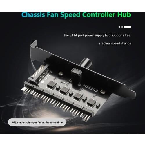 12V PC Case Cooling Cooler Fan HUB Regulator Splitter 1 to 7 Power Supply Socket Computer 4 Pin 3 Pin Speed Controller Adapter