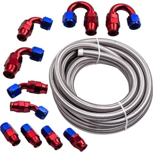 20Feet Stainless Steel Braided Fuel Line 10 Fitting Hose End Adaptor Swivel
