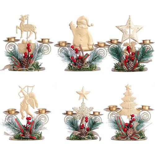 2022 Christmas Gift Wrought Iron Wind Lantern Candle Holder Model Home Table Decoration Ornaments Metal Crafts Xmas Party Decor