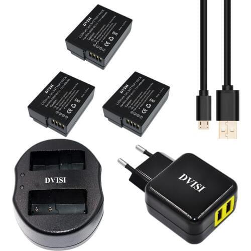 3pcs DMW-BLC12 DMW BLC12 DMWBLC12 Rechargeable Battery+USB Dual Charger for Panasonic DMC GH2 G5 G6 V-LUX4 DMC-GH2 FZ1000 FZ200