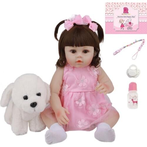 48CM 19 Inch Hot Sale Handmade All Silicone Baby Doll ToyAlive Fashion Lovely Vinyl Bebe Reborn Dolls For Toddler Birthday Gift