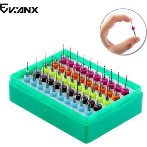 50pcs PCB Drill Bits 0.5-0.9mm Carbide Micro Mini Bits Set CNC Circuit Board Drilling For Engraving Machine Tools