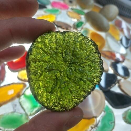 53-55g Free shipping Green GEM MOLDAVITE Meteorite Impact Glass Czech
