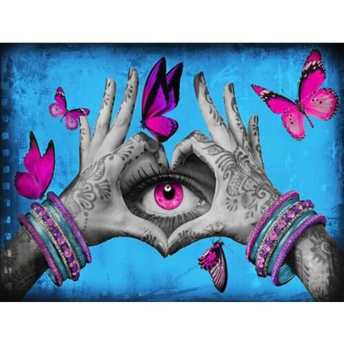 Diamond Embroidery Loving Gesture With Butterfly Eye 5D Diy Diamond Painting Round Square Diamond Mosaic Cross Stitch KitZP-4839
