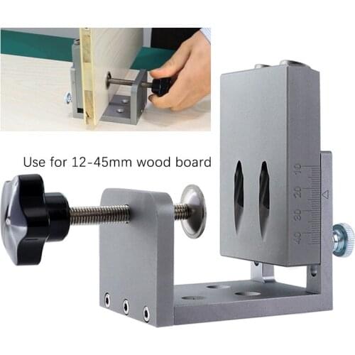 Aluminum Alloy 9mm Pocket Hole Jig Set Dowel Drilling Hole Kit Carpentry Punch Locator Woodworking Drill Guide Tool