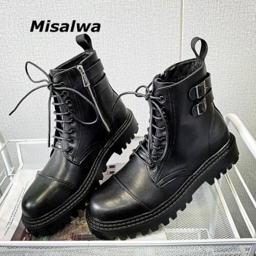 Misalwa Platform Punk Men Boots Winter Spring Round Toe Man Casual Boots Zip High Top Tube Work Motorcycle Boots British