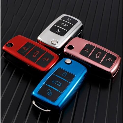 TPU Car Key Case Cover For Volkswagen Jetta Golf 7 Mk7 Seat Ibiza Leon Fr2 Altea Aztec Polo Passat Tiguan Remote Control Shell