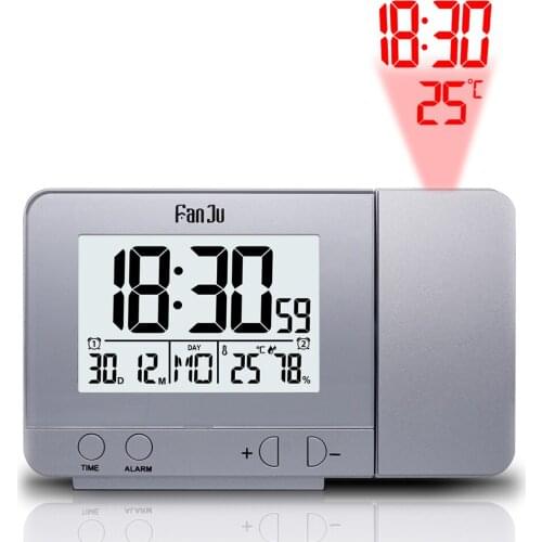 FanJu FJ3531 Digital Clock LED Projector Alarm Table Clock Snooze Thermometer Hygrometer With Temperature and Time Projection