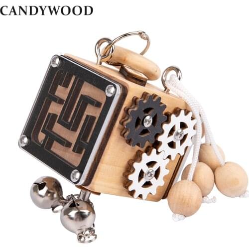 Wooden Busy Cube Children Hands-on Ability Training Lock Box Early Learning Busy board Fidget Baby Montessori Educational Toys