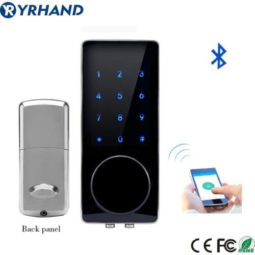 Silver Zinc Alloy Home Smart Bluetooth Electronic Touch Screen Code Password Lock Deadbolt Door Lock Unlock by App Code Key