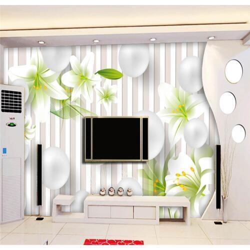 Custom Photo Wallpapers 3D Stereoscopic Nature White Flowers Wallpapers for Living Room Murals Wall Papers Home Decor Green Leaf