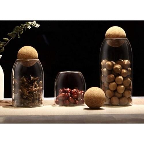 Hot Sale 3Pcs Glass Jars with Airtight Seal Ball Cork Lid Clear Cookie Jars Mason Jars Food Storage Canister for Tea Coffee Spic