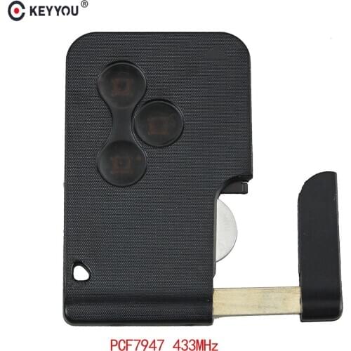 KEYYOU Smart Key Card Keyless 3 Buttons For Renault Megane Grand Scenic 2003-2008 Card ID46 PCF7947 Chip 433MHz Car Remote Key