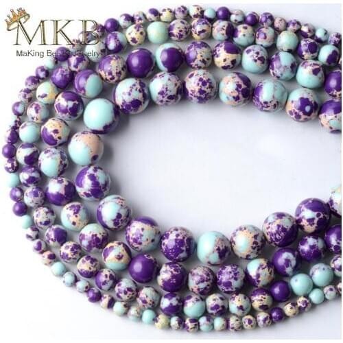 Purple Lake Blue Sediment Jaspers Stone Round Beads For Jewelry Making 4/6/8/10mm Spacer Loose Beads Diy Bracelet Jewellery 15"