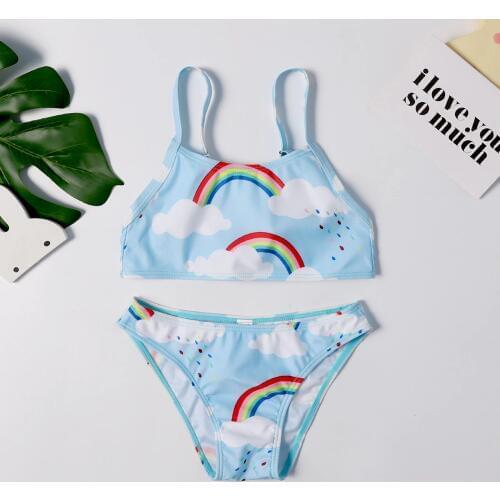2019 New Baby Girls Swimsuit Kids Bikini Swimwear Children RainbowTwo-Pieces Pretty Two-Pieces Swimsuit for Girl Beachwear