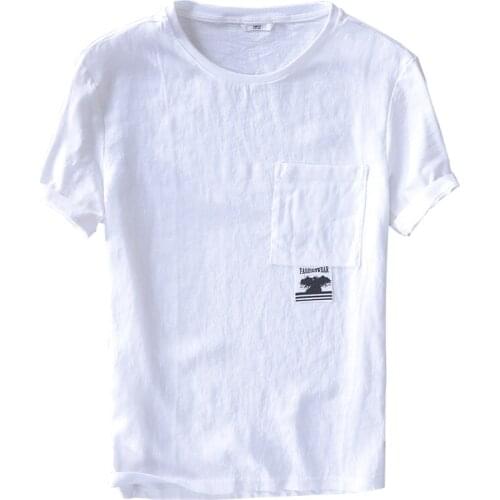 New Suehaiwes brand linen t shirt men summer white t-shirt mens o-neck solid casual t shirts male fashion tops tshirt overhemd