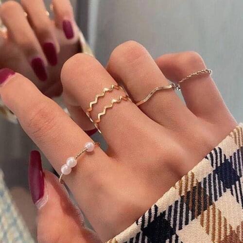 Knuckle Ring Set Combination Vintage Gold Color Sweet Dating Adjustable Rings for Women Femal Finger Jewelry Simple Fashion Gift