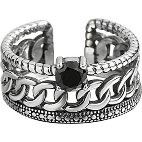 New Trendy Charm Black Crystal Rings For Women Men Boho Knuckle Party Rings Punk Cocktail Jewelry Girls Gift anillos bijoux