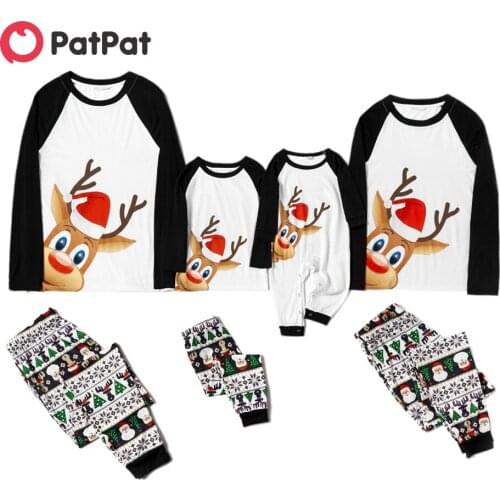 PatPat Family Look Black/White Party Pajama Sets Animal Positioning print Matching Pajamas
