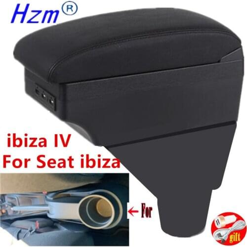 For Seat ibiza armrest box For Ibiza 6j Ibiza 6L central Store content Storage box products with USB LED