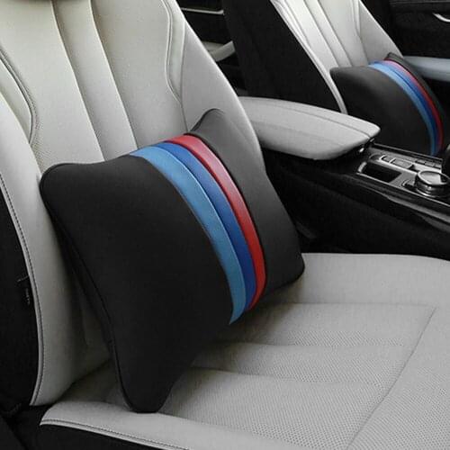 Car Seat Pillow Rest Lumbar Support Pillow Luxury NAPPA leather Car Travel Pillow Use Relieve Pain Car interior Accessories