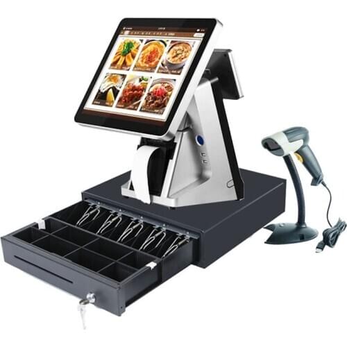 Whole set hot Sale built in 58mm printer Pos terminal pos pc all in one Pos System With Customer Display