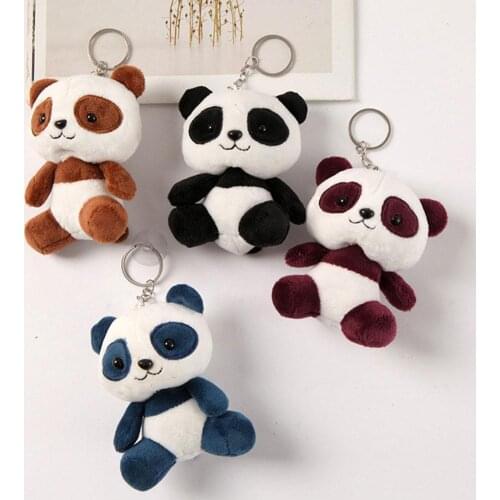 Cute Plush Doll Toy Simulation Panda Plush Stuffed Doll Toy Mini Panda Keychain Home Desk Decoration Adult Car Key Accessories