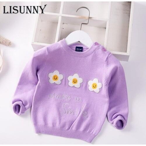 Girls Sweater Floral 2021 New Autumn Winter Baby Sweater Jumper Children Sweaters Fashion Toddler Pullover Kids Clothes 0-5y