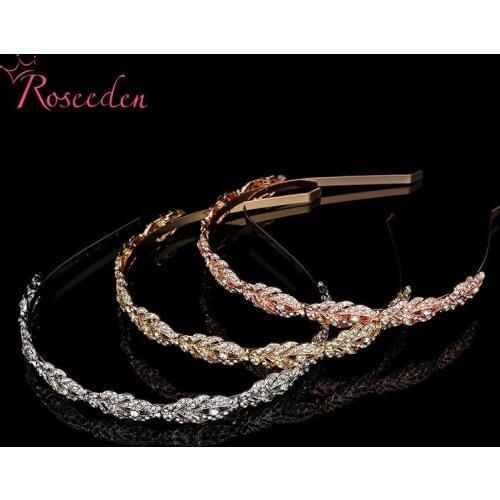Vintage Leaves Wedding Tiaras Hair Jewelry Accessories Shining Rhinestones Princess Girl Beautiful Hot Sale Crown 3Colors RE3397