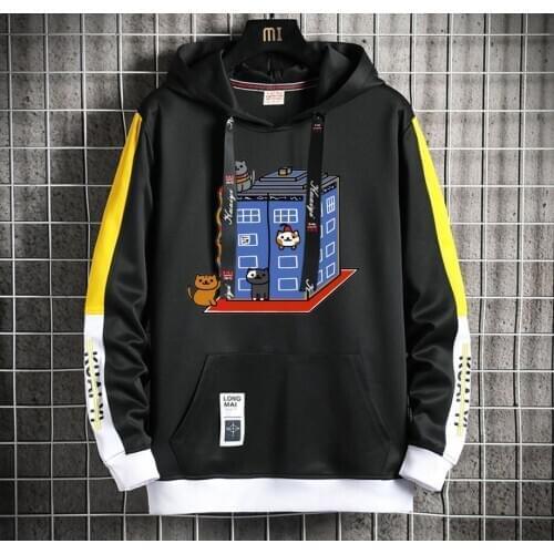 Anime Neko Atsume Hoodie Men/Women Popular Harajuku Hoodeds Pullover Streetwear Casual Fake Two-Piece jacket coat