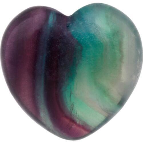 TUMBEELLUWA Natural Fluorite Puff Heart Healing Crystal Palm Stone,Worry Stone Chakra Reiki 0.9