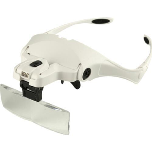 Headband Magnifier 1.0X 1.5X 2.0X 2.5X 3.5X Adjustable Loupe Eyewear Magnifying Glasses With 5 Lens LED Lamp Jewelry Repair Tool