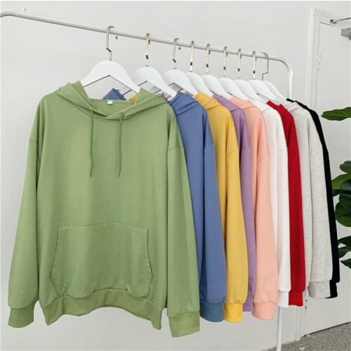 Womens Sweatshirt Autumn Winter Solid Hooded Long Sleeve Thicken Warm Oversized Hoodies Lady Fashion Casual Pink Pullover Tops