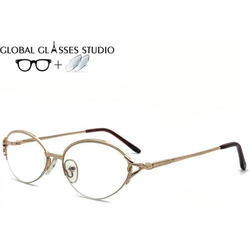 Women Metal Glasses Frame Eyewear Eyeglasses Reading Myopia Prescription Lens 1.56 Index DU012