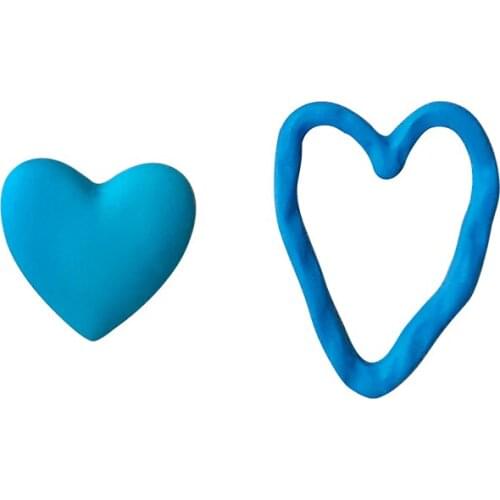 New Blue Peach Heart Asymmetrical Sweet Earring Women Korean Geometric Earings Fashion Jewelry Wholesale/Dropshipp