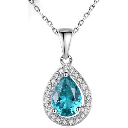 100% 925 Sterling Silver Cut Drop-shaped Sapphire Angel Tear Pendant Necklace For Women High Carbon Diamond Fine Jewelry Gift