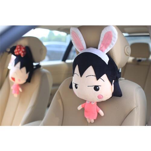 Super cute 1pc 35cm cartoon Chibi Maruko Chan rabbit soft plush doll car vehicle neck pillow stuffed toy Valentines Day gift
