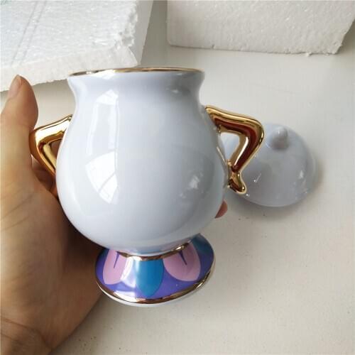 1 Pcs Sugar Pot Cartoon Beauty and The Beast Tea Set Teapot Mrs Potts Pot Chip Cup Mug Sugar Bowl Pot Gift for Friend Fast Ship