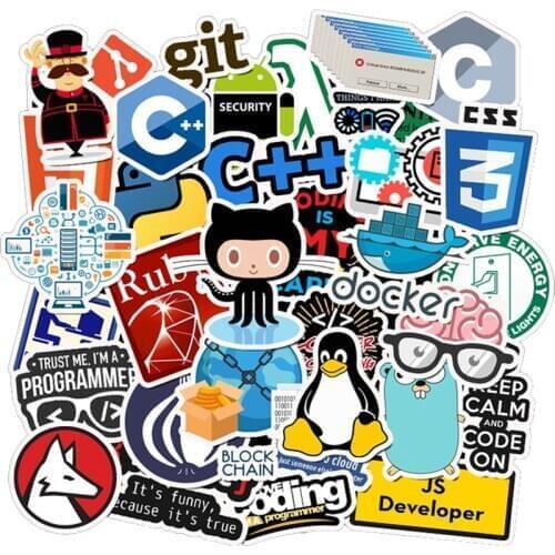 50PCS Programmer Geek Java Stickers Luggage Guitar Skateboard Cool Graffiti Sticker Waterproof Sticker Decals Fun Toy for Kid