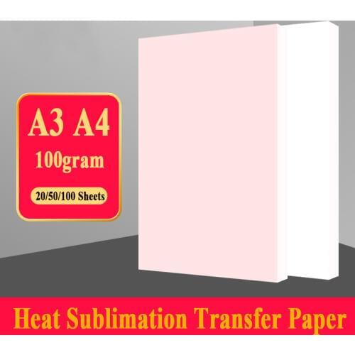 100 sheets A3 A4 Sublimation Heat Transfer Paper for Polyester T-Shirt Cushion Fabrics Cloth Phone Case Printing Design