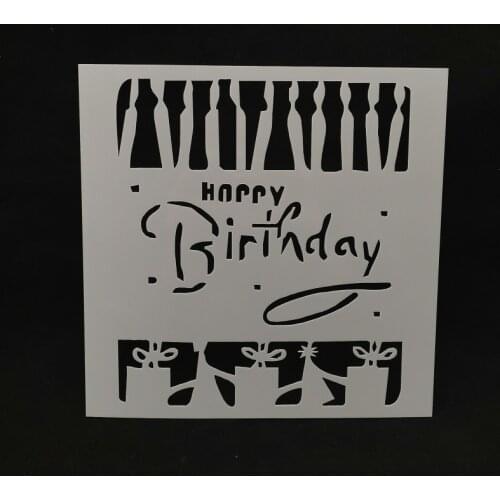 13*13 Happy birthday pvc Layering Stencils for DIY Scrapbooking/photo album Decorative Embossing DIY Paper Cards Crafts