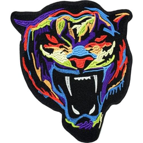 20cm Punk Tiger Patches For Clothes Sew On Applique On Clothes DIY Sew Accessories Patchwork Stickers Embroidered Badges NL220