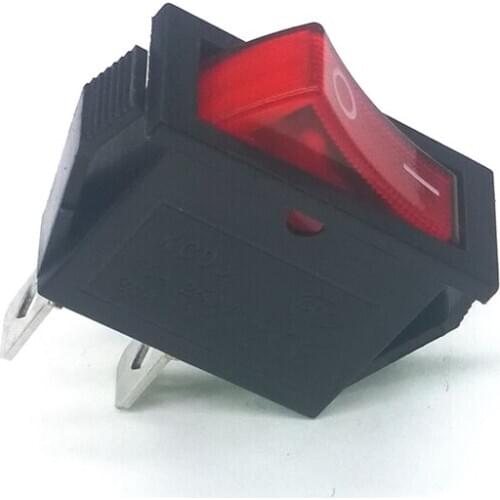 5pcs / lot 30 * 13mm Red LED SPST 2PIN Snap-in ON / OFF Position Snap Boat Rocker Switch 15A/250V KCD3 High Quality Copper feet